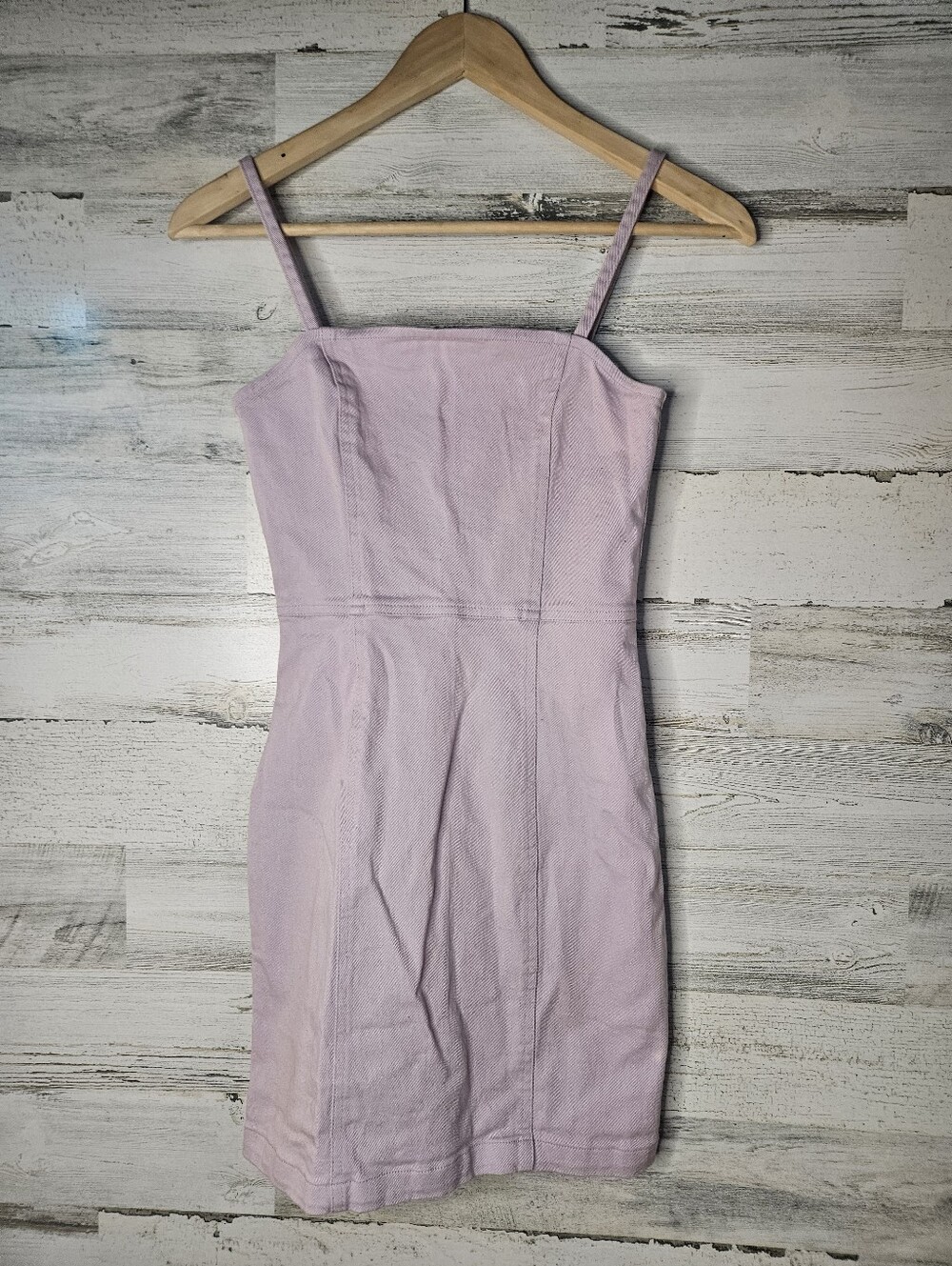 H&M Lilac Purple Jean Mini Dress Speghetti Strap Womens Small EUC